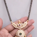 Designer Black Beads Mangalsutra Necklace for Women | Gold Plated Stone Pendant Mangalsutra