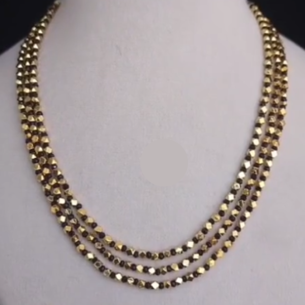 Gold Beaded Multi Layer Necklace for Women | Elegant Minimal Layered Chain