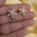 Gold Plated Floral Crystal Stud Earrings for Women | Elegant Flower Design Daily Wear Earrings