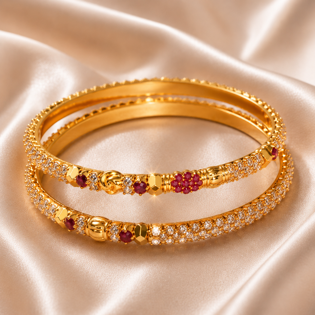Premium Stone Studded Gold Finish Bangles for Women
