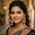 Generic Women's Zinc Alloy Gold Plated Jhumka Earrings (Multicolor)