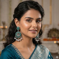 Generic Women's Zinc Alloy Gold Plated Chandbali Earrings (Multicolor)