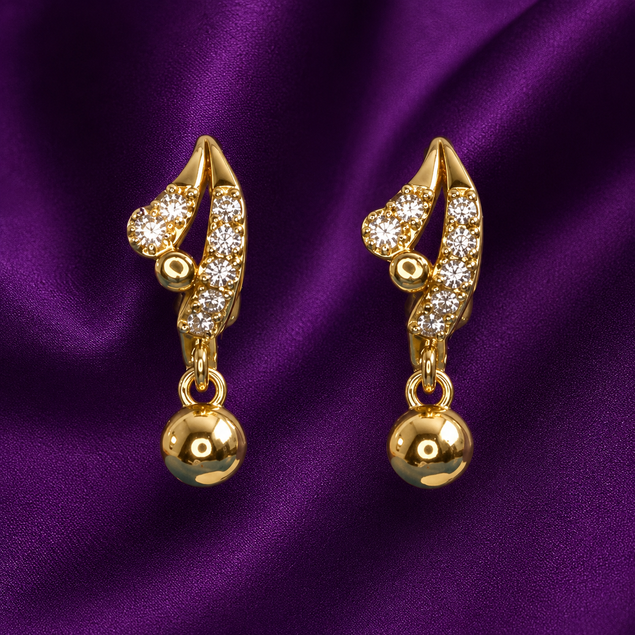 Mahavir DYE Gold Plated Premium Bali Earrings