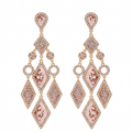 Rose Gold Crystal Drop Earrings for Women | Long Designer Dangle Earrings | Party Wear Imitation Jewellery