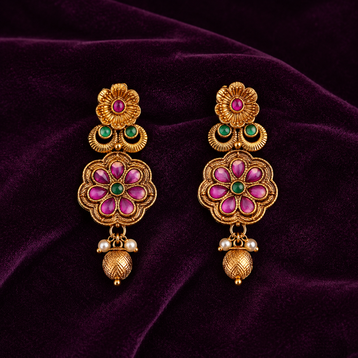 Gold Plated Zinc Alloy Jhumka Earrings – Multicolor