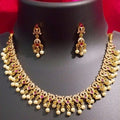 Gold Kundan Necklace & Earrings Set with Pearl Drops