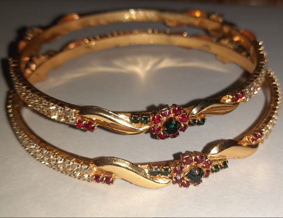 Gold-Plated Bangles Set for Women | Elegant Party Wear Bangel Pair