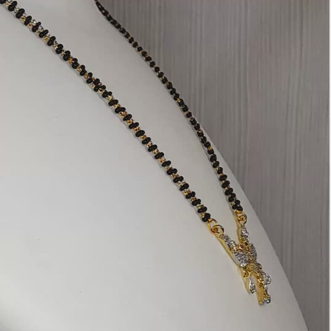 Elegant Peacock Mangalsutra for Women | Gold-Plated Double Black Bead Chain | Traditional CZ Pendant Necklace