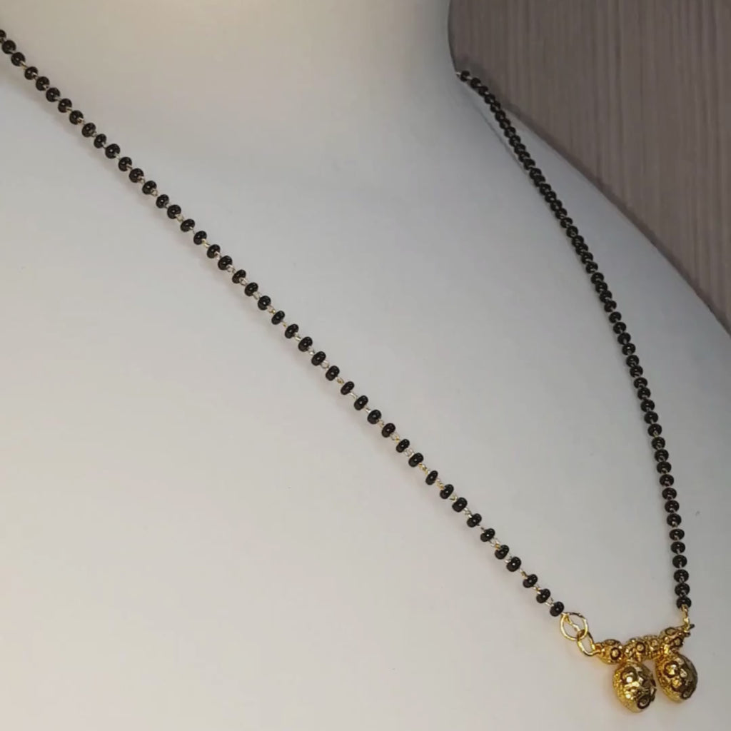 Traditional Gold-Plated Mangalsutra for Women | Minimal Black Bead Mangalsutra Necklace | Daily Wear Bridal Jewellery | Urban Sparkles