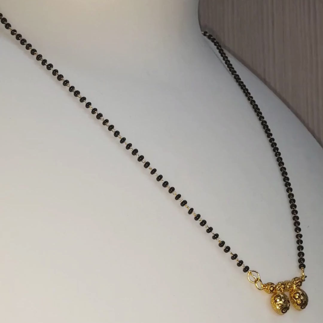Traditional Gold-Plated Mangalsutra for Women | Minimal Black Bead Mangalsutra Necklace | Daily Wear Bridal Jewellery | Urban Sparkles