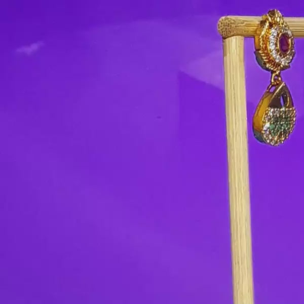 Royal Emerald & Ruby Gold Drop Earrings - US-EH-0001