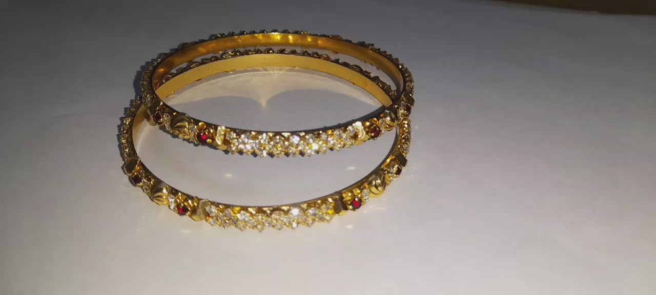 Gold-Plated Bangles Set for Women | Elegant Party Wear Bracelet Pair