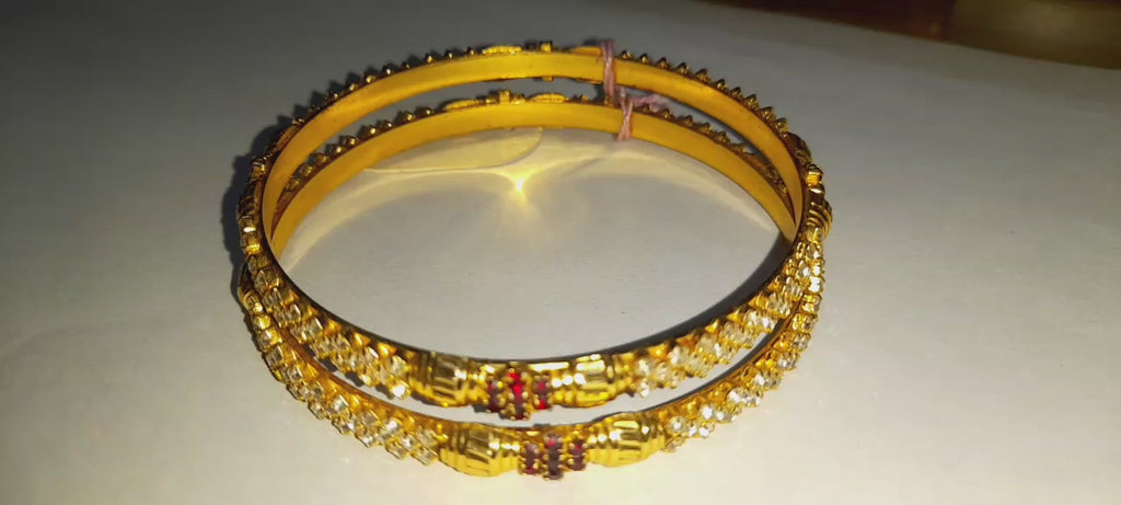 Premium Stone Studded Gold Finish Bangles for Women
