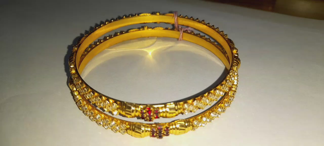 Premium Stone Studded Gold Finish Bangles for Women