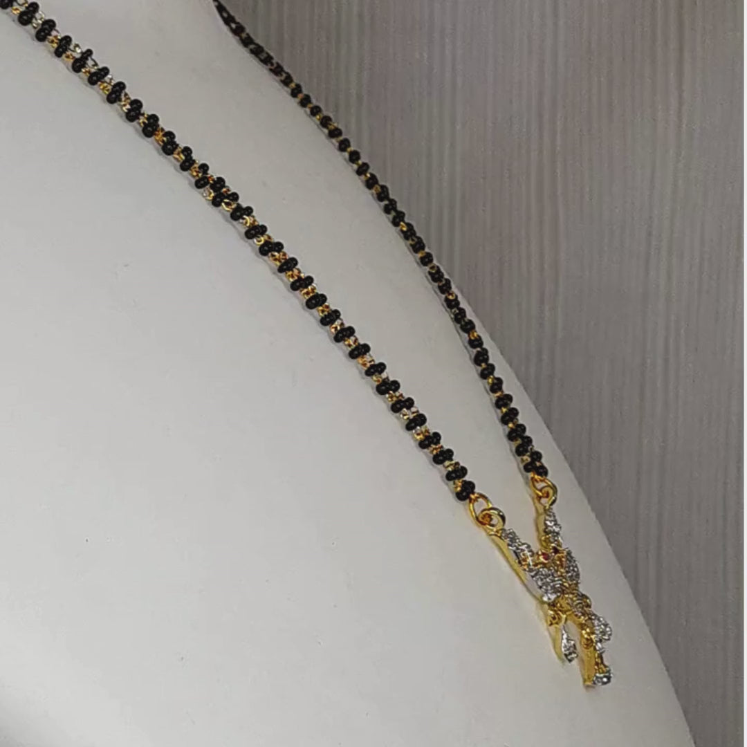 Elegant Peacock Mangalsutra for Women | Gold-Plated Double Black Bead Chain | Traditional CZ Pendant Necklace
