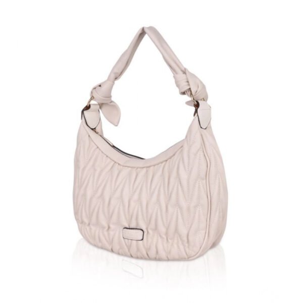 Women's Faux Leather Textured Handbag – Beige White