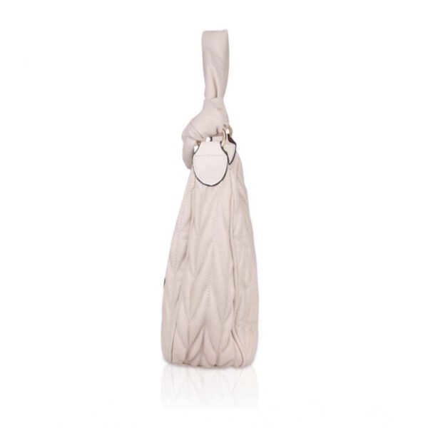 Women's Faux Leather Textured Handbag – Beige White