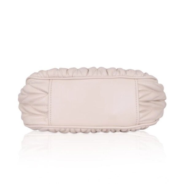 Women's Faux Leather Textured Handbag – Beige White