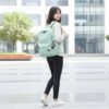 Generic Unisex PU Leather Solid Medium Zipper Backpack (Green)